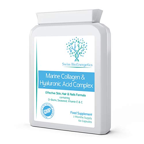 Marine Collagen & Hyaluronic Acid Complex - 60 Capsules - 500mg of Highly Bioavailable Naticol® Hydrolysed Collagen swiss bioenergetics uk supplements