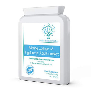 Marine Collagen & Hyaluronic Acid Complex - 60 Capsules - 500mg of Highly Bioavailable Naticol® Hydrolysed Collagen swiss bioenergetics uk supplements