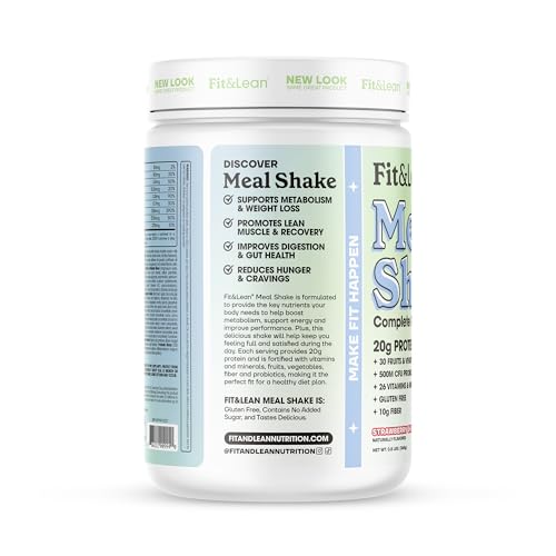 Fit & Lean Meal Shake, Fat Burning Meal Replacement, Protein, Fiber, Probiotics, Strawberry Fit & Lean uk supplements