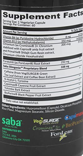 Saba SlimGenix -Energy, Weight Management, Appetite Control, Focus, Fat Burner Saba uk supplements