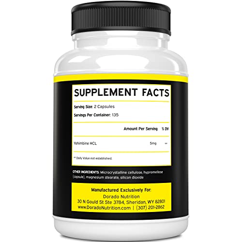 Yohimbine HCL 5mg For Men and Women (270 Capsules) - More Potent Than Yohimbe DORADO NUTRITION uk supplements