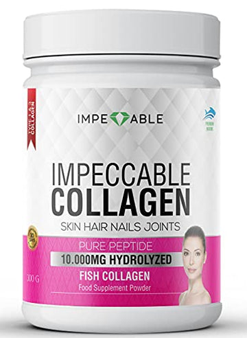 IMPECCABLE Collagen Premium 10.000 mg Pure peptide hydrolyzed Marine Collagen Powder Impeccable uk supplements