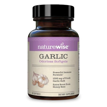 NatureWise Garlic Odorless Softgels 1500mg Support Teeth & Immune System Health NatureWise uk supplements