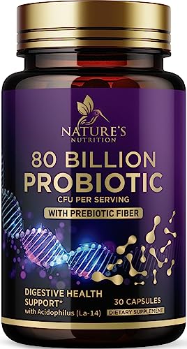 Probiotics for Digestive Health - 80 Billion CFU Guaranteed with Strains for Women's Nature's Nutrition uk supplements