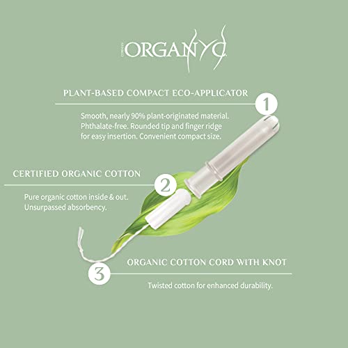 Organyc 100% Certified Organic Cotton Tampons, Plant-Based Eco-Applicator, Regular Flow, 16 Count Organyc uk supplements