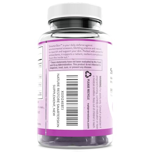 Smarter Skin, Nourishing Skin Health Within, Triple Combination of Polypodium Leucotomos Extract, FloraGLO, Verbasnol, 60 Vegan Capsules Nature Restore uk supplements