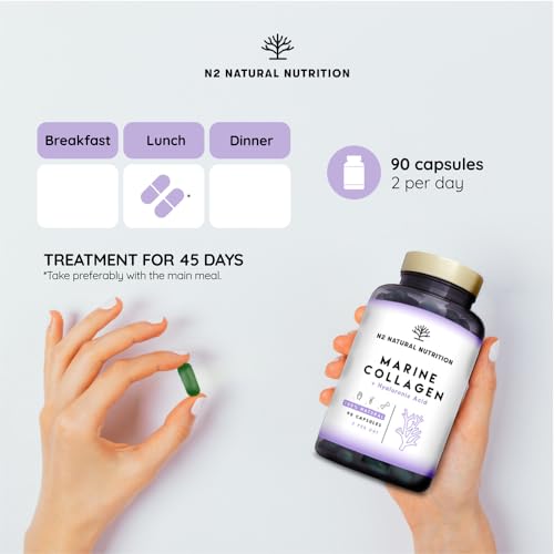 Marine Collagen with Hyaluronic Acid for Skin Care, Hair Care, Joints. Magnesium, Vitamin C. Hydrolysed Collagen Supplements N2 Natural Nutrition uk supplements