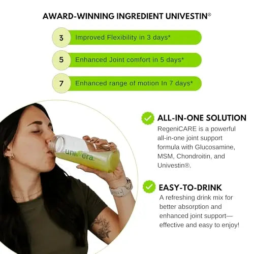 Holiday Gift Set, Joint Support with Univestin®, Glucosamine, Chondroitin & MSM — Bottle & Frother Included, Green Apple Flavor, 30 Servings Univera uk supplements