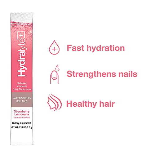 Hydralyte Plus Collagen Effervescent Electrolytes Powder Sachets - 20 Strawberry Lemonade Flavored Sticks Hydralyte uk supplements