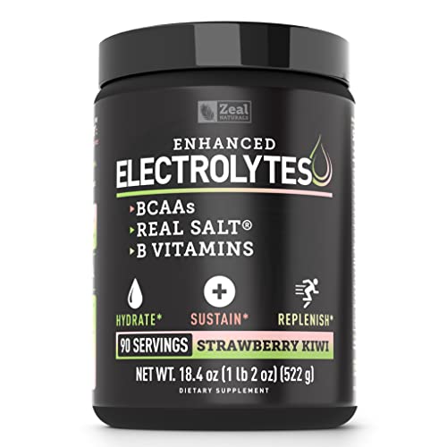 Enhanced Electrolyte Powder (Strawberry Kiwi | 90ct.) Sugar Free + BCAA, B-Vitamins Zeal Naturals uk supplements