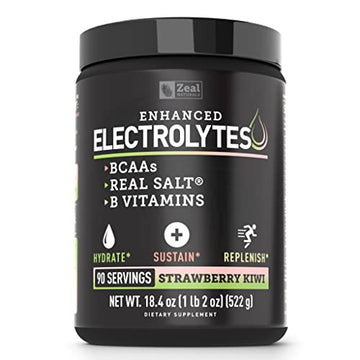 Enhanced Electrolyte Powder (Strawberry Kiwi | 90ct.) Sugar Free + BCAA, B-Vitamins Zeal Naturals uk supplements