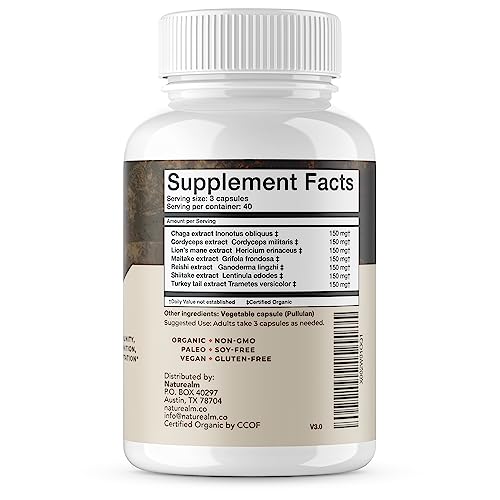 Naturealm Sacred 7 Mushroom Extract Capsules - Chaga, Cordyceps, Lion's Mane Naturealm uk supplements