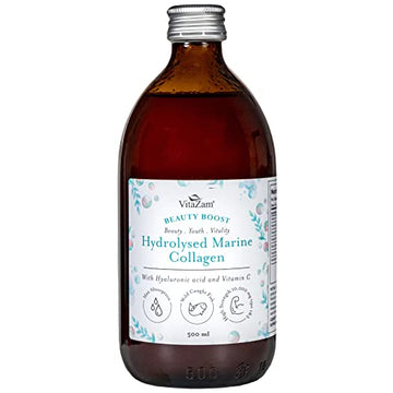 VitaZam Marine Collagen Liquid 10000mg with Hyaluronic Acid, Hydrolysed Peptide, Biotin for Hair, Skin, Nails, Joint, and Muscles, 500 ml VitaZam uk supplements