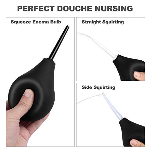 RANEU Enema Bulb Douche Enema Kit for Women & Men with 3 Nozzles (Black, 4 Piece Set) RANEU uk supplements