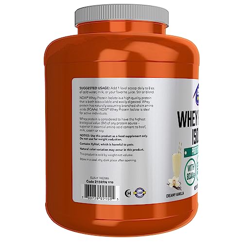 NOW Sports Nutrition, Whey Protein Isolate, 25 g With BCAAs, Creamy Vanilla Powder NOW uk supplements