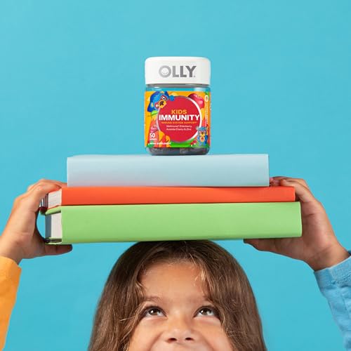 OLLY Kids Immunity Gummy, Immune Support, Wellmune, Elderberry, Vitamin C, Zinc, Chewable Supplement, Cherry - 50 Count OLLY uk supplements