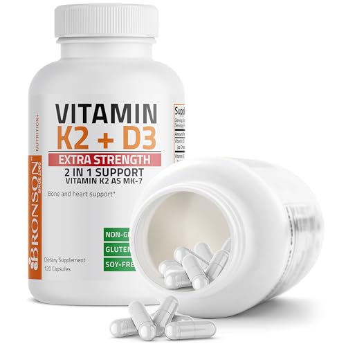 Bronson Vitamin K2 (MK7) with D3 Extra Strength Supplement Bone and Heart Health Non Bronson uk supplements