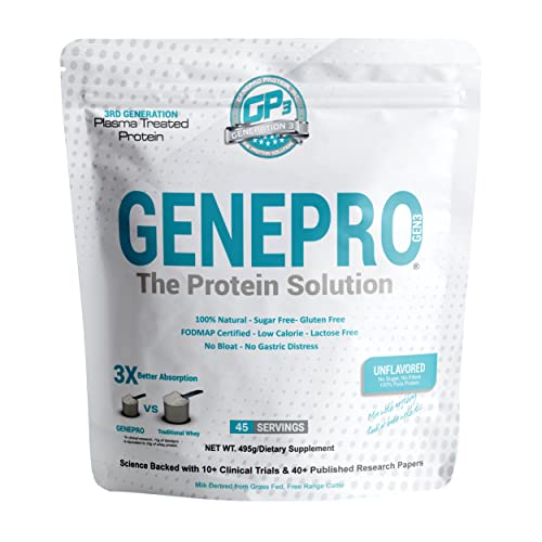 Genepro Unflavored Protein Powder - New Formula - Lactose-Free, Gluten-Free Genepro Gen. 3 The Protein Solution uk supplements