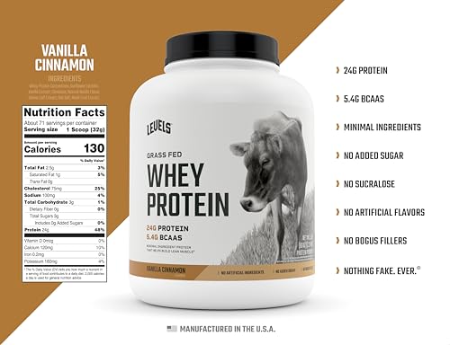 Levels Grass Fed 100% Whey Protein, No Hormones, Vanilla Cinnamon, 5LB Levels Nutrition uk supplements