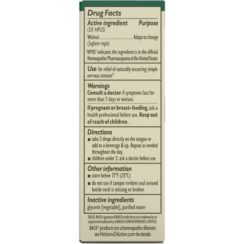 Bach Original Flower Remedies, Walnut for Adapting to Change (Non-Alcohol Formula) Bach uk supplements