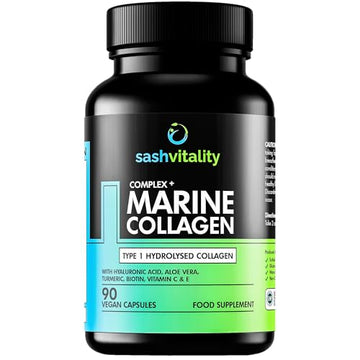 Marine Collagen Supplements - 90 Capsules with Vitamin C, Vitamin E, Hyaluronic Acid, Aloe Vera, Turmeric SASH Vitality uk supplements