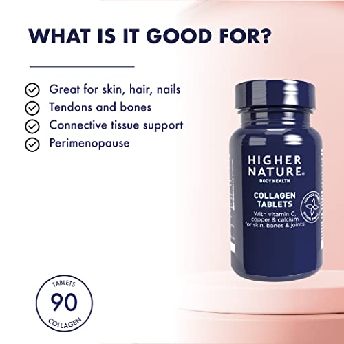 Higher Nature - Collagen Tablets - Hydrolysed Marine Collagen - Vitamin C - Calcium for Bone Support HIGHER NATURE uk supplements