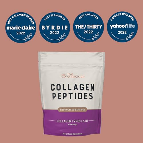 Collagen Peptides Powder - Grass-Fed Hydrolysed Collagen Powder Supplement Live Conscious uk supplements