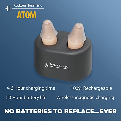 Audien ATOM Rechargeable Hearing Amplifier to Aid and Assist Hearing Audien Hearing uk supplements