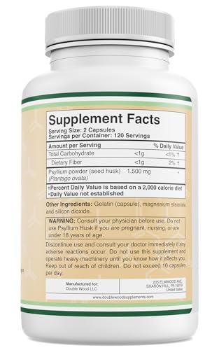 Double Wood Supplements Psyllium Husk Capsules Fiber Supplement Double Wood Supplements uk supplements