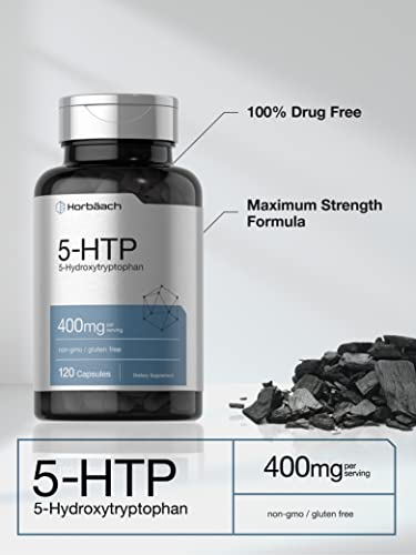 5HTP 400mg | 120 Capsules | 5-HTP Extra Strength Supplement | Non-GMO, Gluten Free Horbäach uk supplements