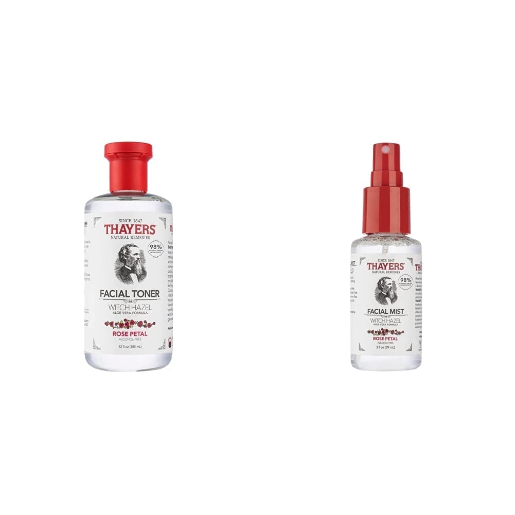 Thayers Alcohol-Free, Hydrating Rose Petal Witch Hazel Facial Toner 12 oz + 3oz THAYERS uk supplements