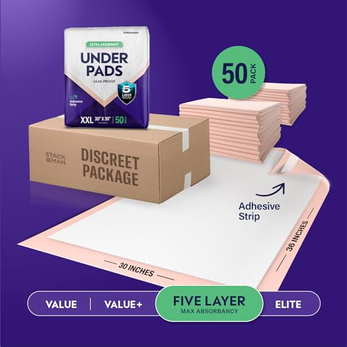 XXL Bed Pads, 5-Layer Disposable 30 x 36 Chucks Pee Pads for Incontinen Stack Man uk supplements