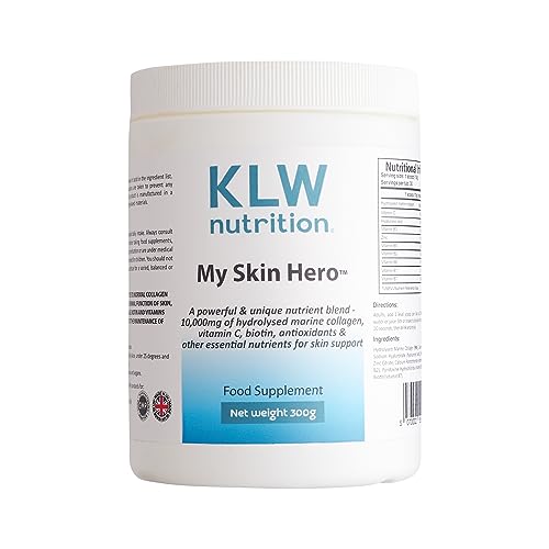 Marine Collagen Powder 10,000mg - with Vitamin C, Zinc, Biotin, Hyaluronic Acid - No fillers, sweeteners or additives KLW Nutrition uk supplements