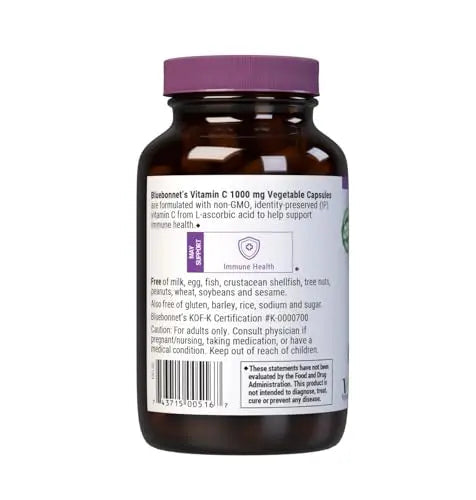 Bluebonnet Nutrition Vitamin C 1000 mg Vegetable Capsules, Ascorbic Acid, For Immune Health & Skin Health, Vegan, Vegetarian BlueBonnet uk supplements