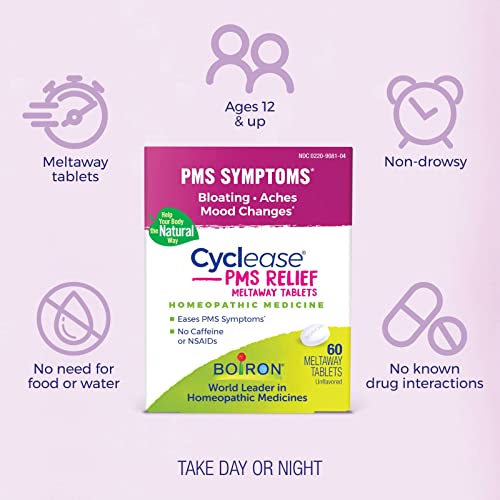 Boiron Cyclease PMS Relief Tablets for Symptoms from PMS of Bloating, Aches, Mood Swings, and Irritability Boiron uk supplements