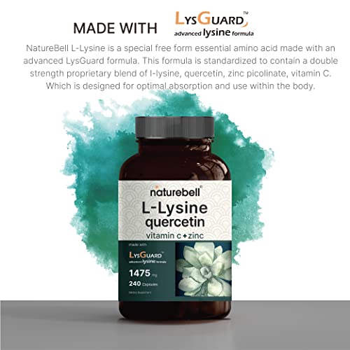 NatureBell L-Lysine 1000mg + Quercetin 250mg Supplement, 240 Capsules, Free Form NatureBell uk supplements