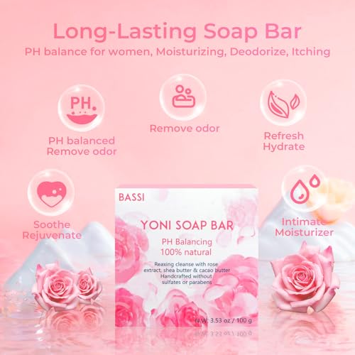 Yoni Soap Bars & Natural Yoni Oil Set, Natural Yoni Oil Vaginal Wash for Women Feminine Wash BASSI uk supplements