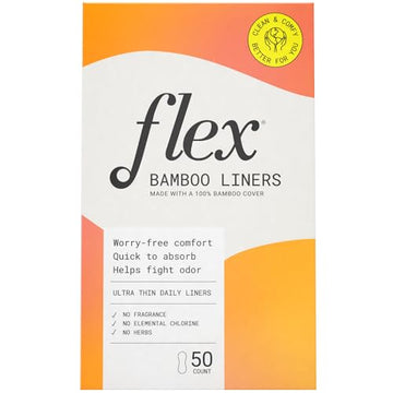 Flex Bamboo Panty Liners (50 Count) | Ultra Thin Daily Pantyliners | Fragrance-Free Feminine Care FLEX uk supplements