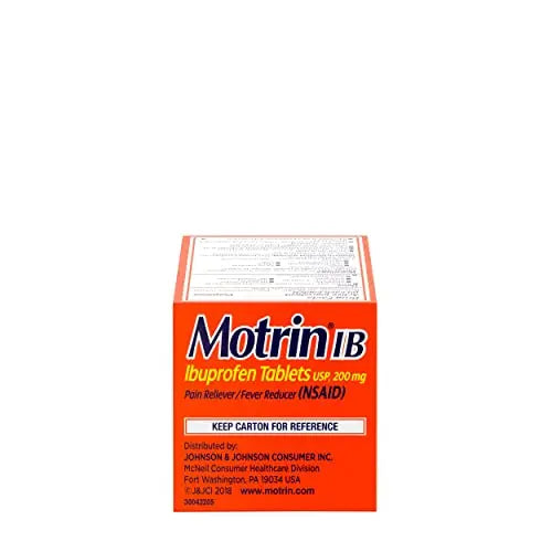 Motrin IB, Ibuprofen 200mg Tablets, Pain Reliever & Fever Reducer for Muscular Aches, Headache, Backache, Menstrual Cramps & Minor Arthritis Pain, NSAID, 100 Ct Motrin uk supplements