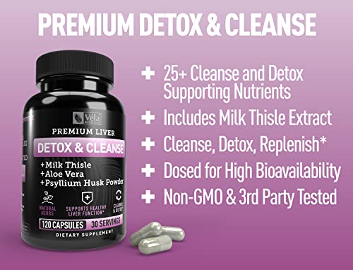 Véla Colon Cleanse & Liver Detox Formula Cleanse - 22 Herbs with Milk Thistle, Turmeric Véla uk supplements