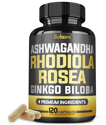 6050mg Rhodiola Rosea Supplement with Ashwagandha Root, Ginkgo Biloba & Black Pepper Satoomi uk supplements