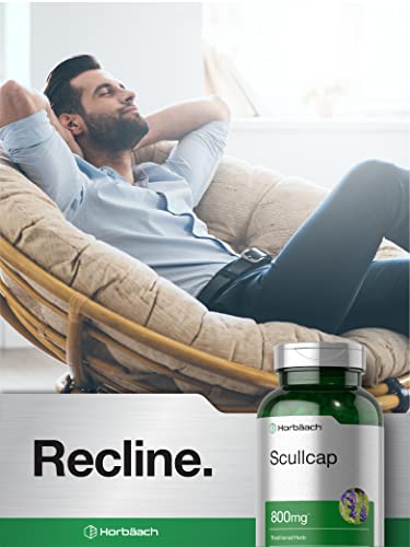 Scullcap Capsules | 800 mg | 200 Count | Max Potency, Value Size | Non-GMO and Gluten Horbäach uk supplements