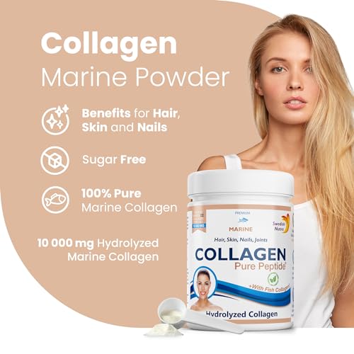 Swedish Nutra Powder Marine Collagen - Pack of 300g, 30 Day Supply | Minimize Fine Lines, Wrinkles & Improve Skin Elasticity | High Absorption Rate Swedish Nutra uk supplements