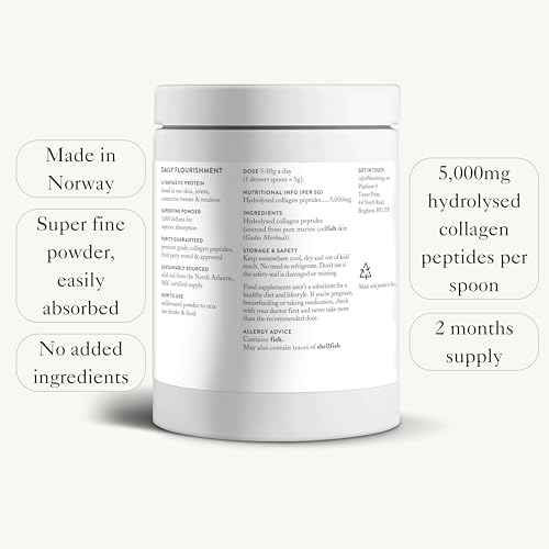 Bare Biology Collagen Powder, 300g/60 Servings - Skinful Pure Marine Collagen Supplement for Skin Bare Biology uk supplements
