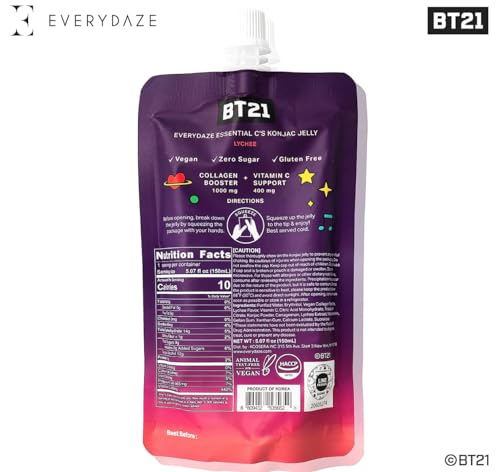 EVERYDAZE BT21 Essential C’s Collagen + Vitamin C Konjac Jelly | Vegan, 10 Calories E EVERYDAZE uk supplements