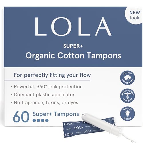 LOLA Organic Cotton Tampons, 60 Count - Super Plus Tampons, Period Feminine Hygiene Products LOLA uk supplements