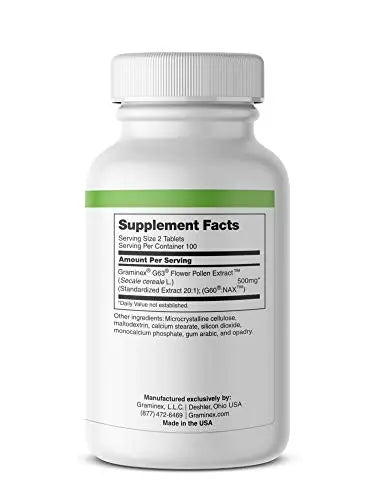 Graminex PollenAid Prostate Supplement: All Natural Prostate Support for Bladder Control & Urinary Tract Health, Rye Pollen Extract Made in USA, 200 Tablets (Pack of 2) Graminex uk supplements