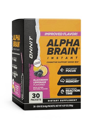 ONNIT Alpha Brain Instant Cognitive Support Drink Mix, BlackBerry Lemonade Flavor, Nootropic Supplement for Focus, Memory, and Clarity, 0.13 oz Packets, 30 Count ONNIT uk supplements