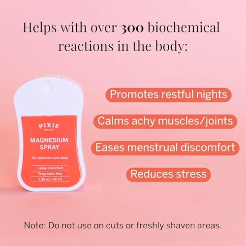 Pixie Pure Magnesium Spray 1.35oz – USP Grade – Fast-Absorbing Topical Relief for Body Aches, Sleep & Menstrual Discomfort – Travel Size & Non-Toxic for Feminine Care Pixie Cup uk supplements