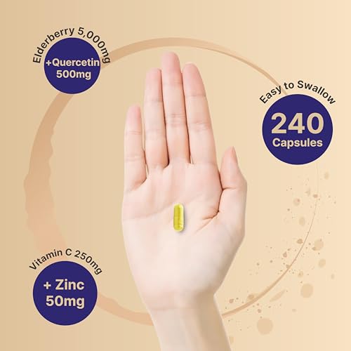 NatureBell Sambucus Elderberry Capsules, 5000mg Per Serving with Quercetin 500mg NatureBell uk supplements